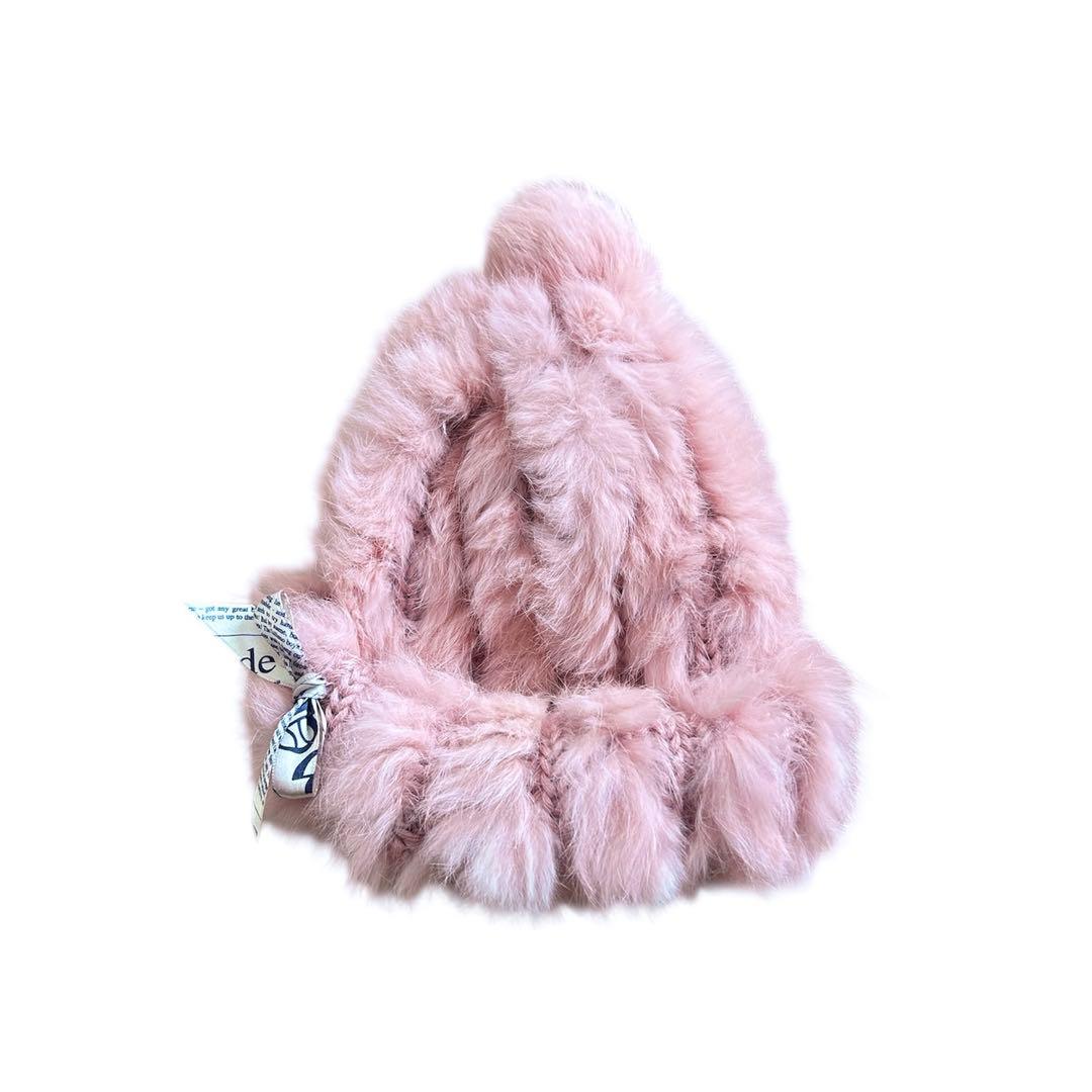 John galliano ラビットファー ニット帽 ニュースペーパー ビーニー