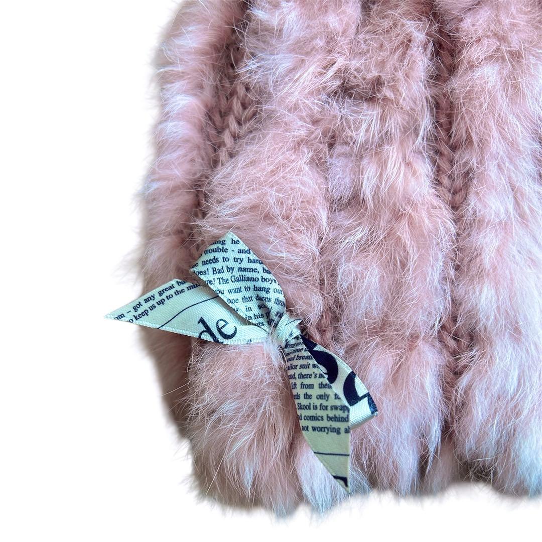 John galliano ラビットファー ニット帽 ニュースペーパー ビーニー