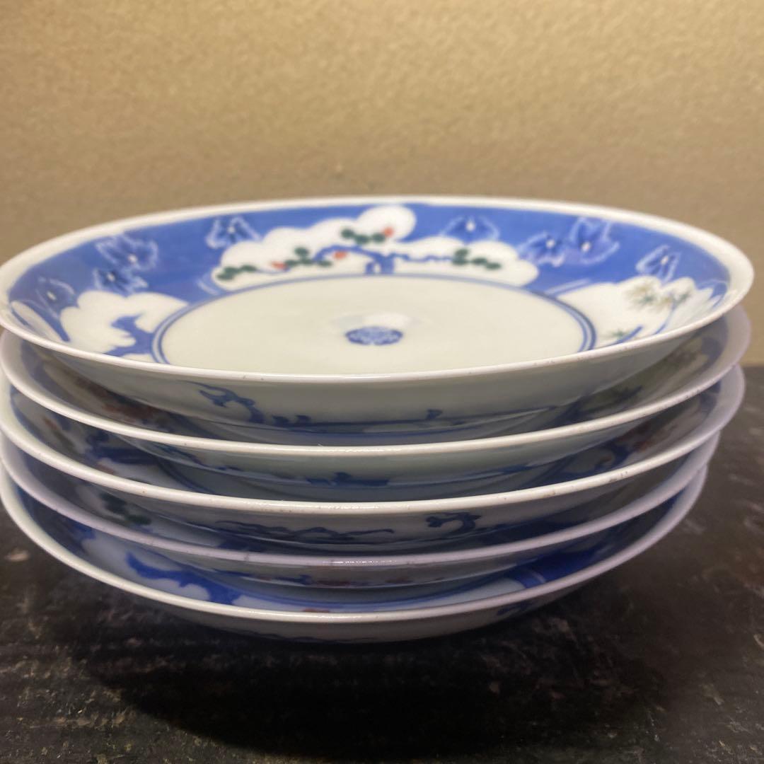 色絵松竹梅6寸皿5枚セット