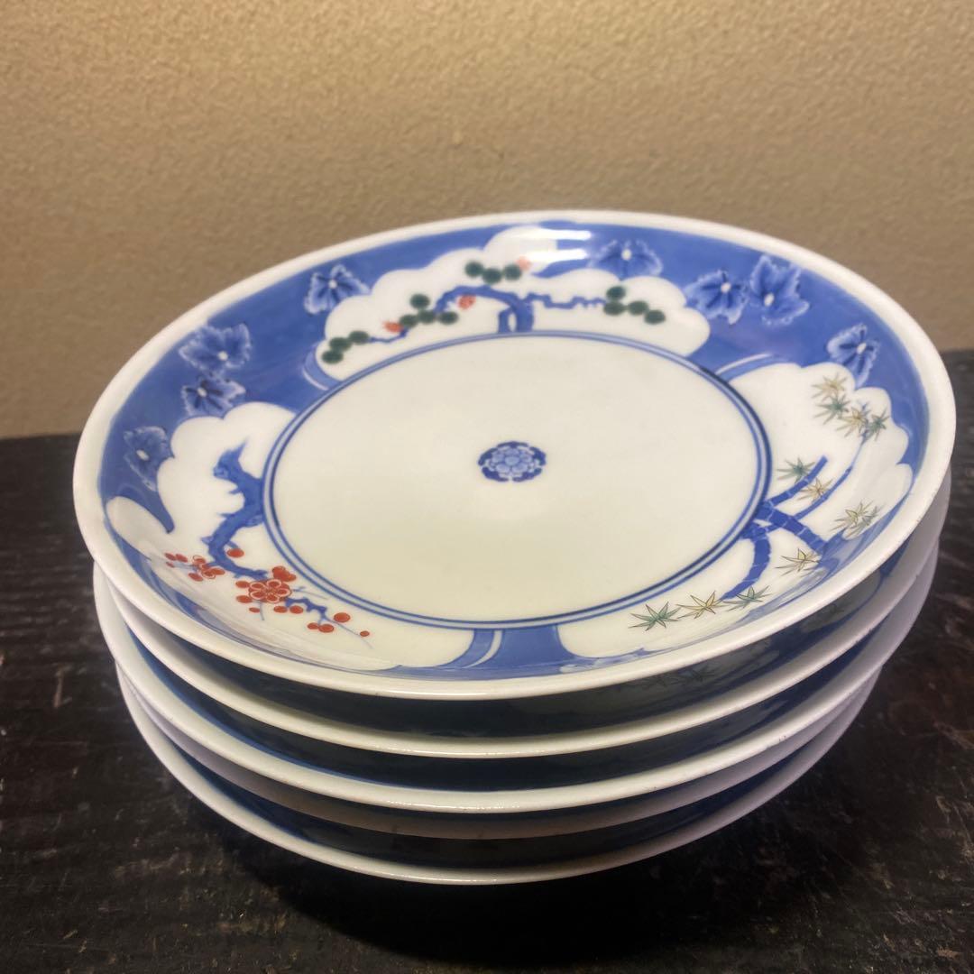 色絵松竹梅6寸皿5枚セット