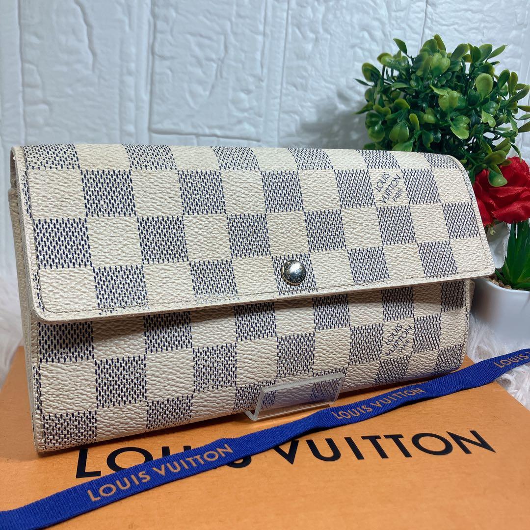 美品 ルイヴィトン ダミエアズール ポルトフォイユ サラ レディース 長財布