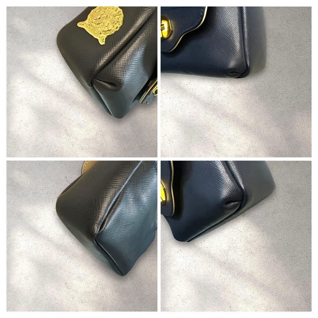 未使用級⭐︎A.D.M.J. レザー ショルダーバッグ　ターンロック 金具ネイビー