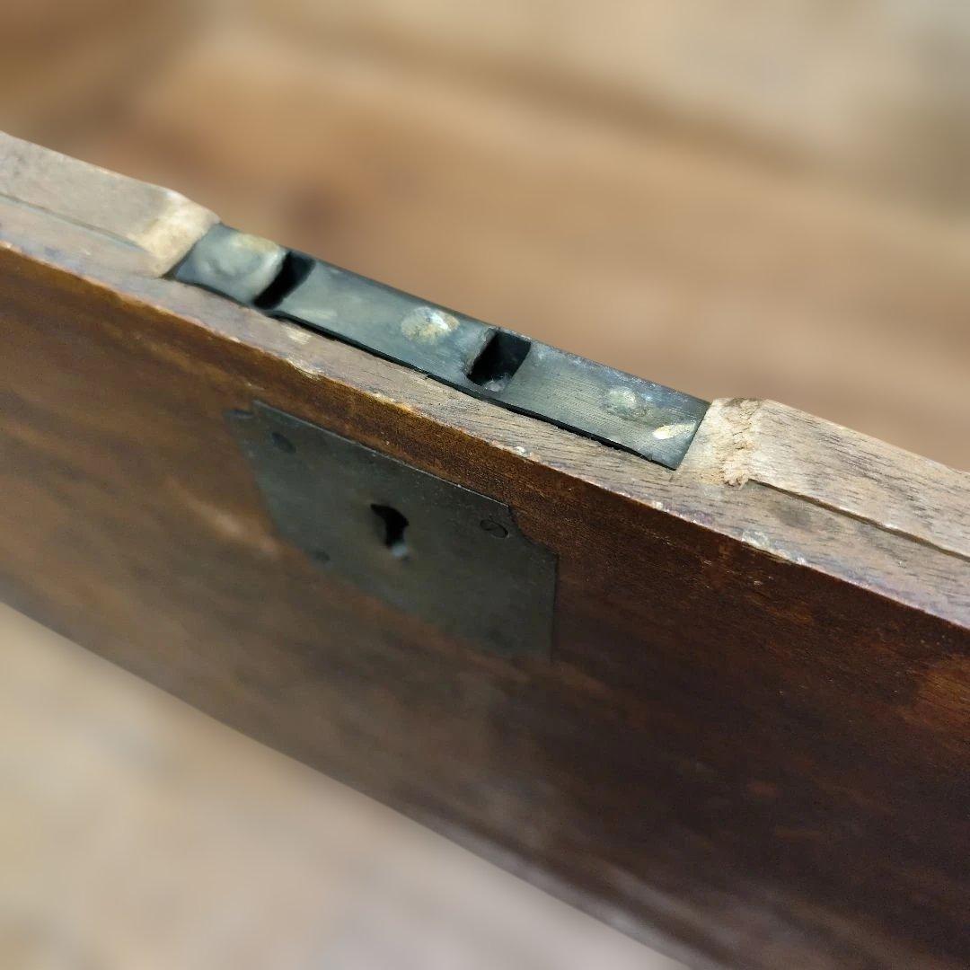 アンティーク 木製収納箱 大きめ 真鍮金具 飴色