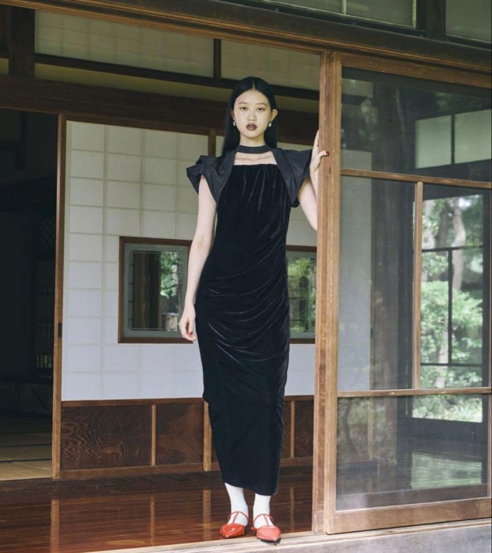 スーツ・フォーマル・ドレス andresd drape velour dress