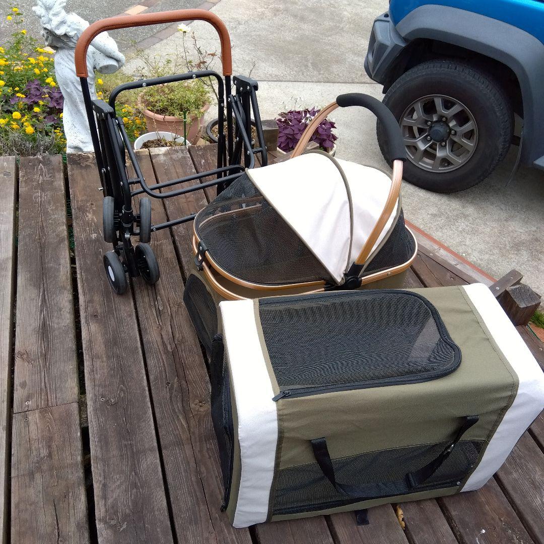 ペットカート 二段式 オリーブグリーン
