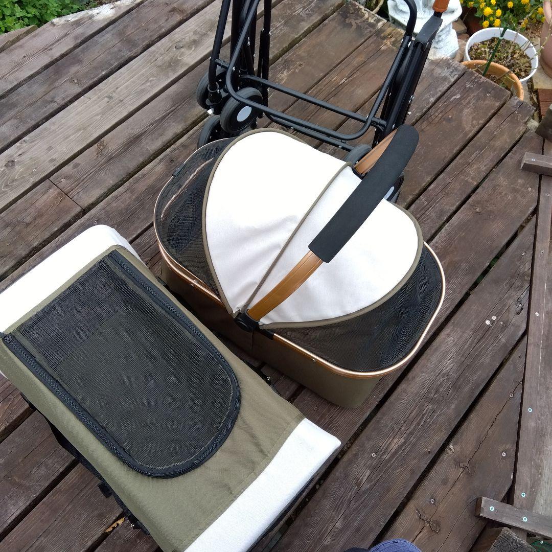 ペットカート 二段式 オリーブグリーン