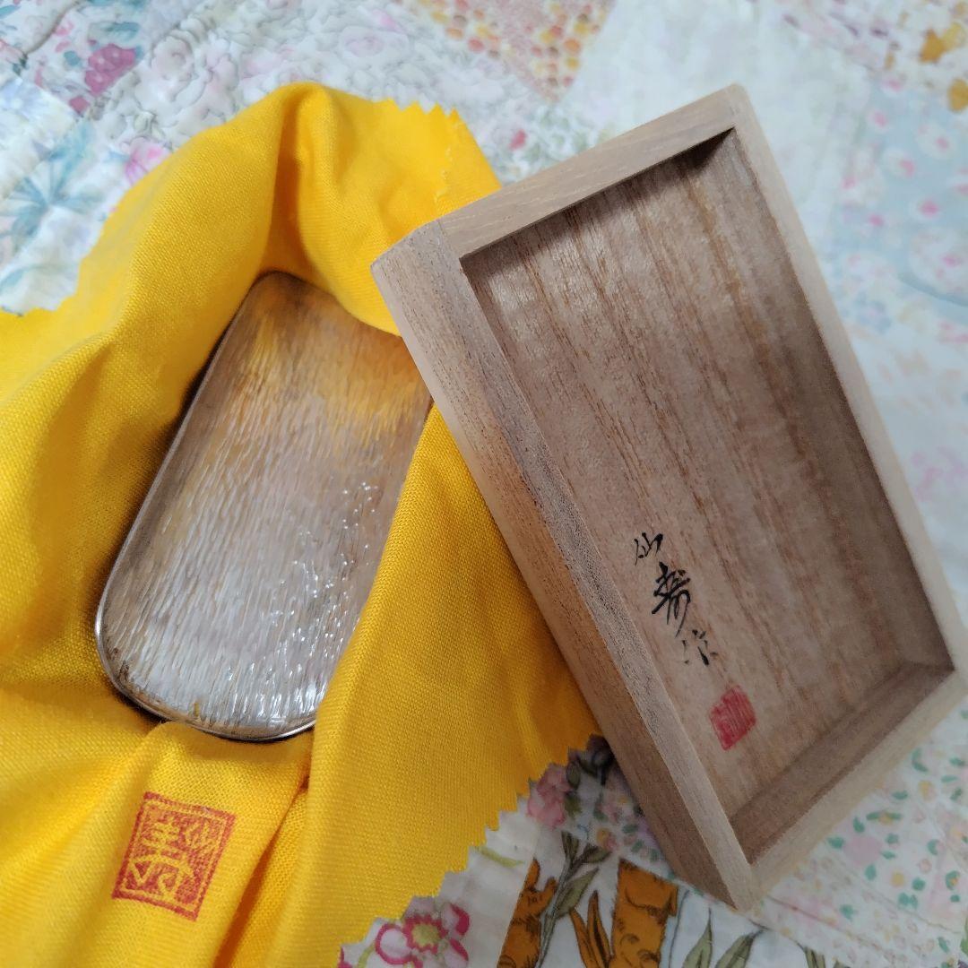 匠の名品　柳村仙寿作　純銀製茶合　茶道具　岡山刀彫師