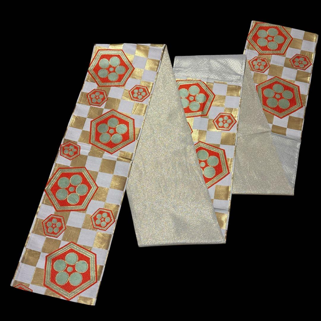 (あ866) 大正ロマン彩る亀甲文様と枝松刺繍 アンティーク振袖㊗️3点セット