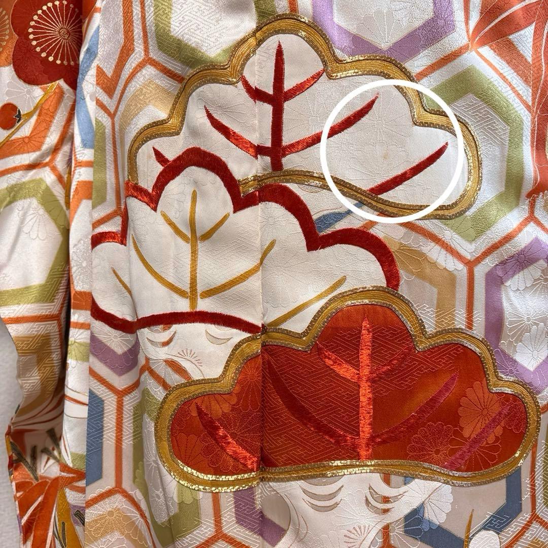 (あ866) 大正ロマン彩る亀甲文様と枝松刺繍 アンティーク振袖㊗️3点セット