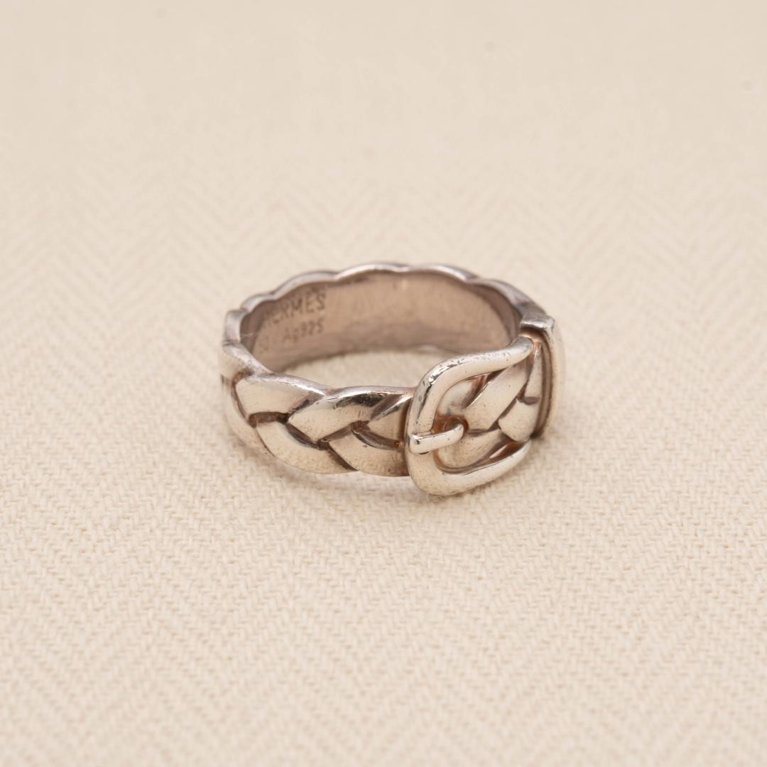 Hermès ベルトモチーフ　ヴィンテージ リング 9-9.5号　＃50