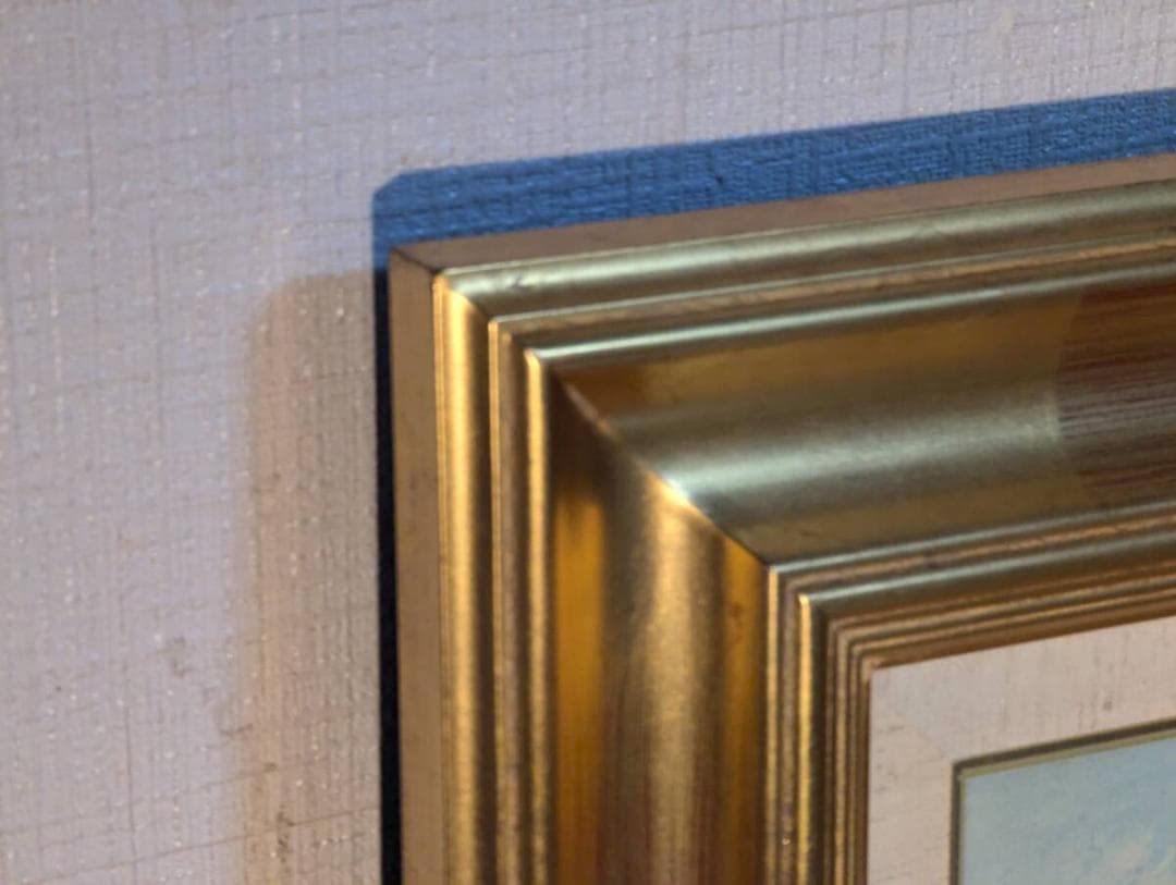 【真作】絵画　水落たけ乃　油彩8号　初夏　青き装いの麗人　和装美人画　U176