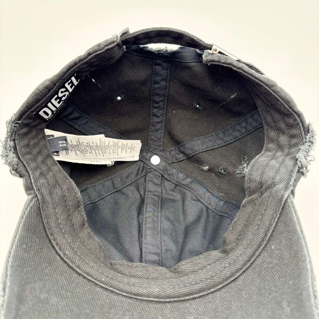 極美品 ディーゼル C-EWAN ダメージキャップ デカロゴ ブラック