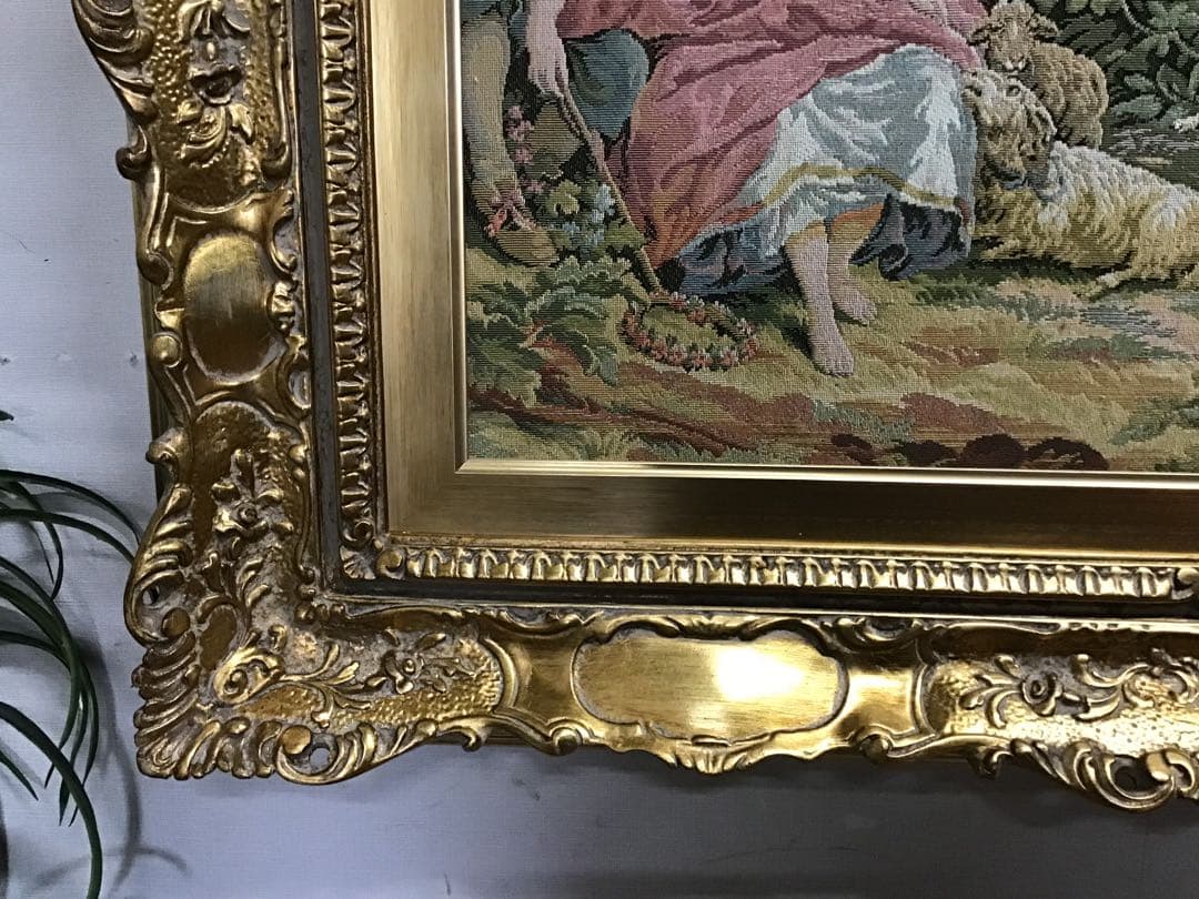 管178☆イタリア製☆ゴブラン織☆額絵☆大型