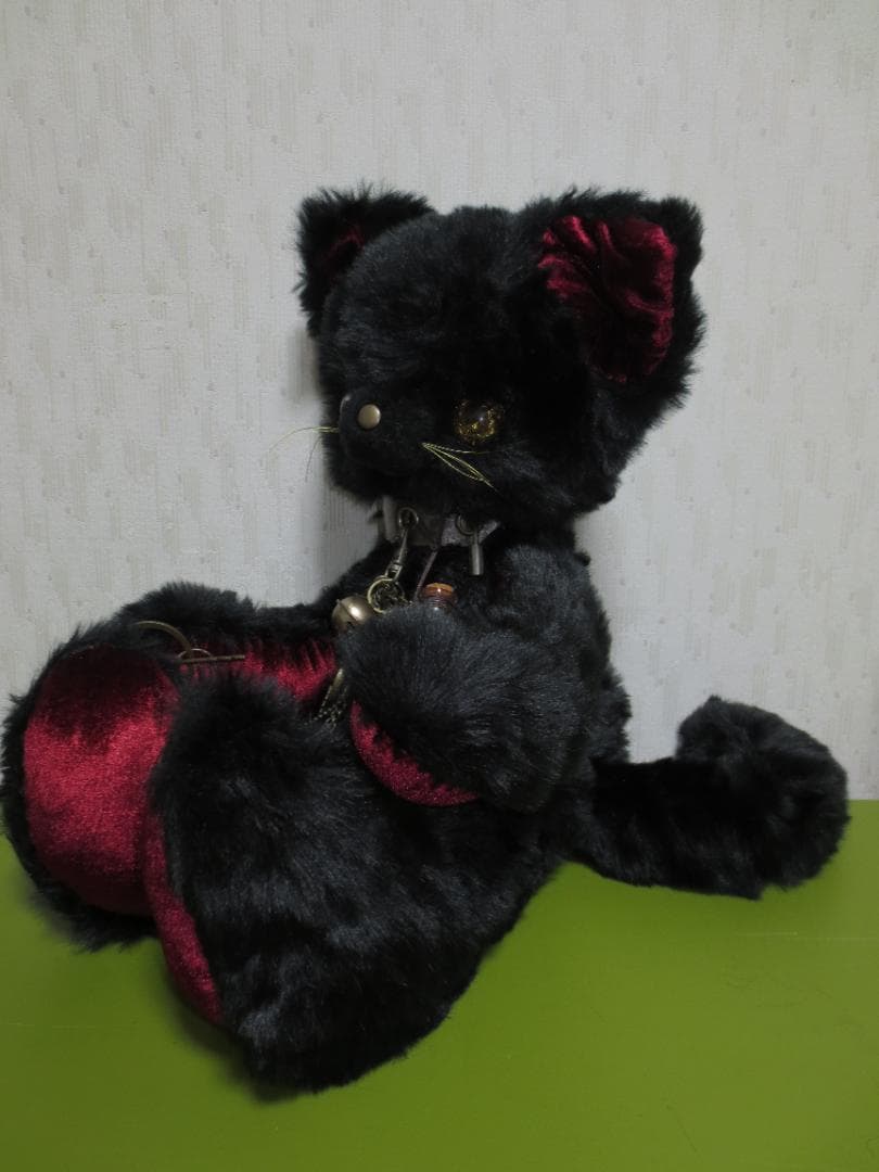ハンドメイド　スチームパンク黒猫　55㎝　ネコ　猫又ぬいぐるみ　BIG