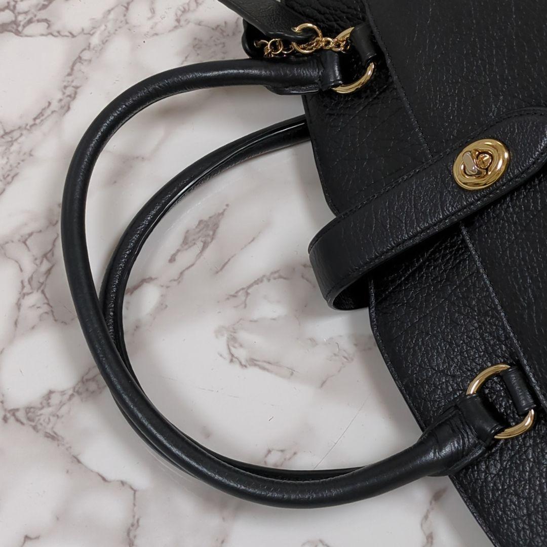 コーチ　マーサー　サッチェル　ペブルドレザー　ハンドバッグ　ターンロック　3室