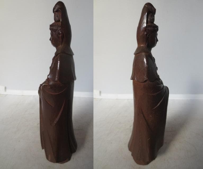 木彫観音立像　木彫仏　木彫　高さ24㎝　　R7/12/3-1