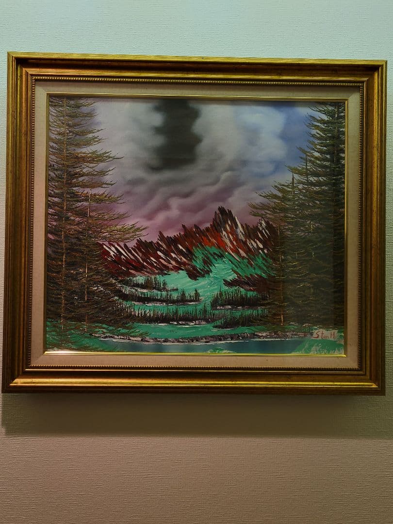 絵画 Mountain waterfall