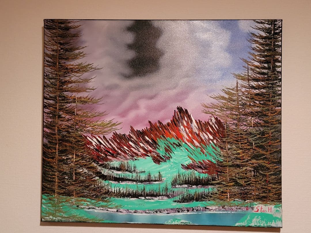 絵画 Mountain waterfall