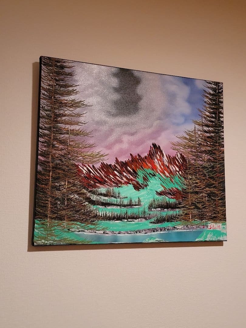 絵画 Mountain waterfall