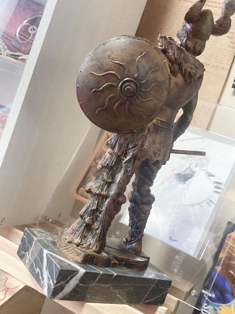 ITALY アンティーク 大理石台座 バイキングの戦士 ブロンズ銅像 No211