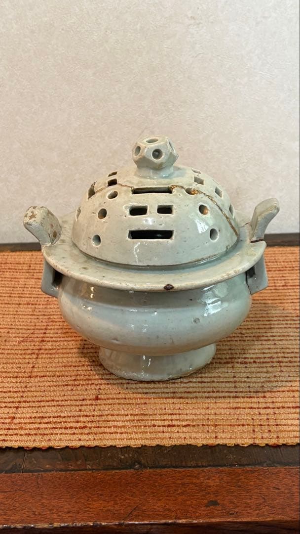 古民具　香炉白磁　李朝　朝鮮美術 骨董　金継