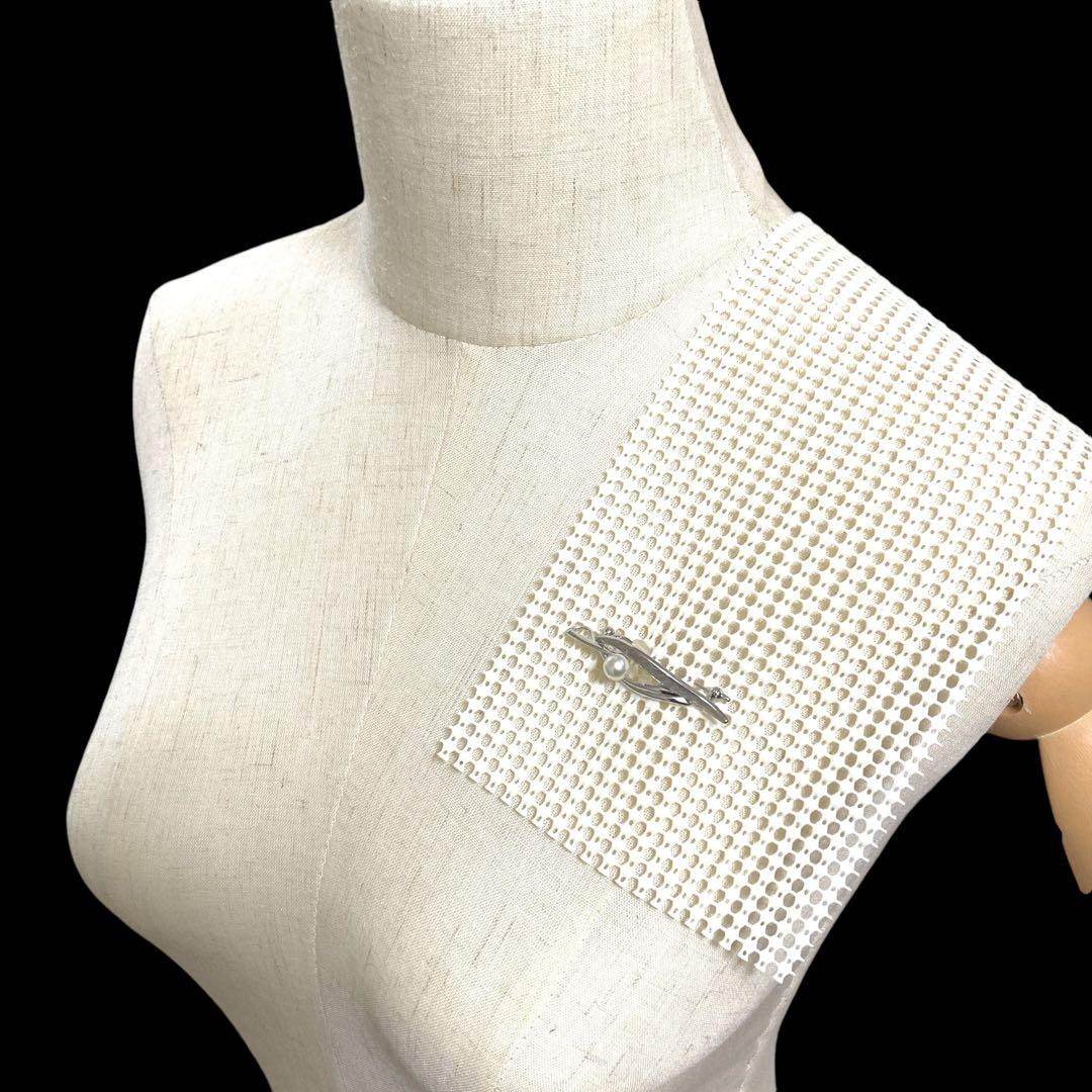 美品　TASAKI ブローチ　パール　6mm シルバー　ウイングモチーフ