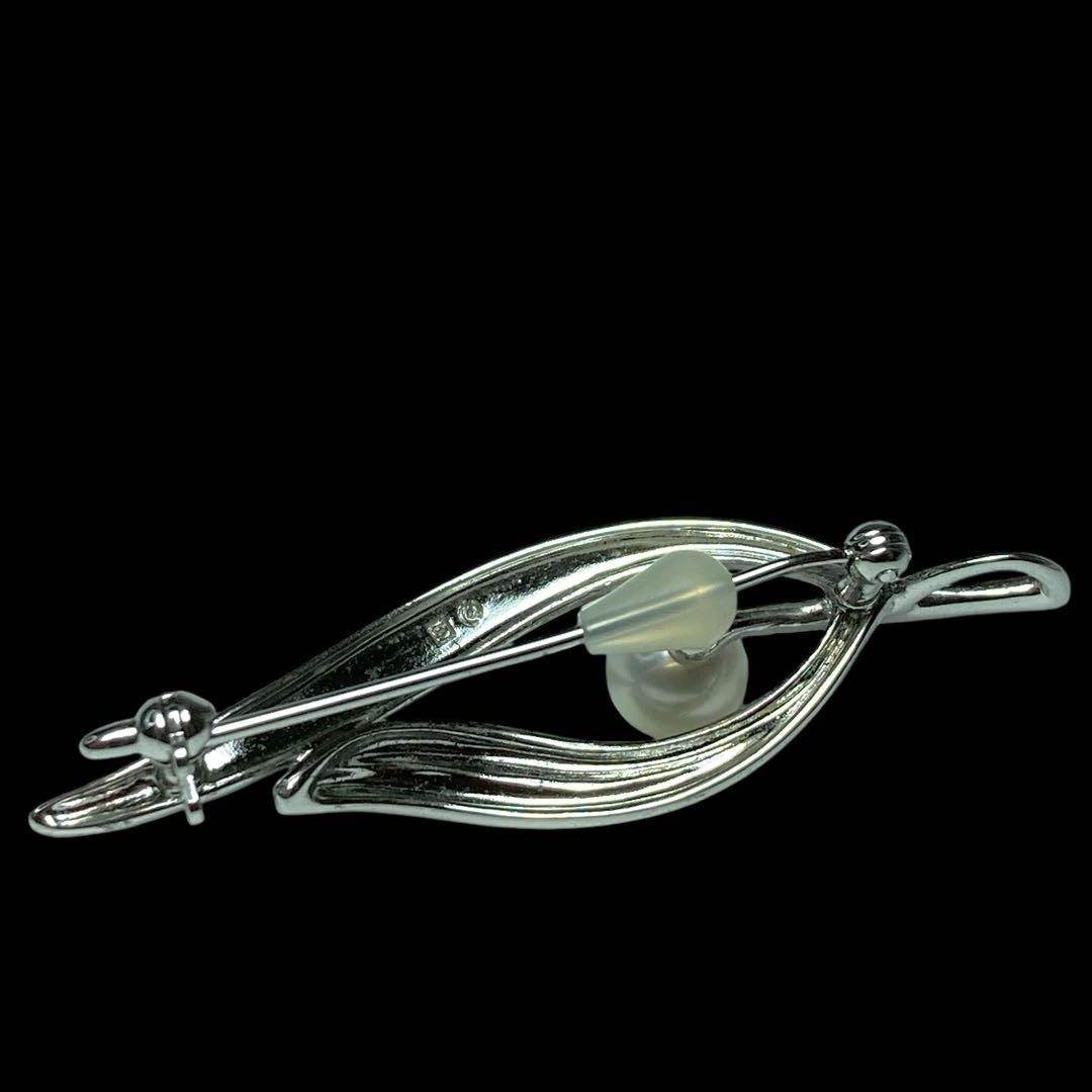 美品　TASAKI ブローチ　パール　6mm シルバー　ウイングモチーフ