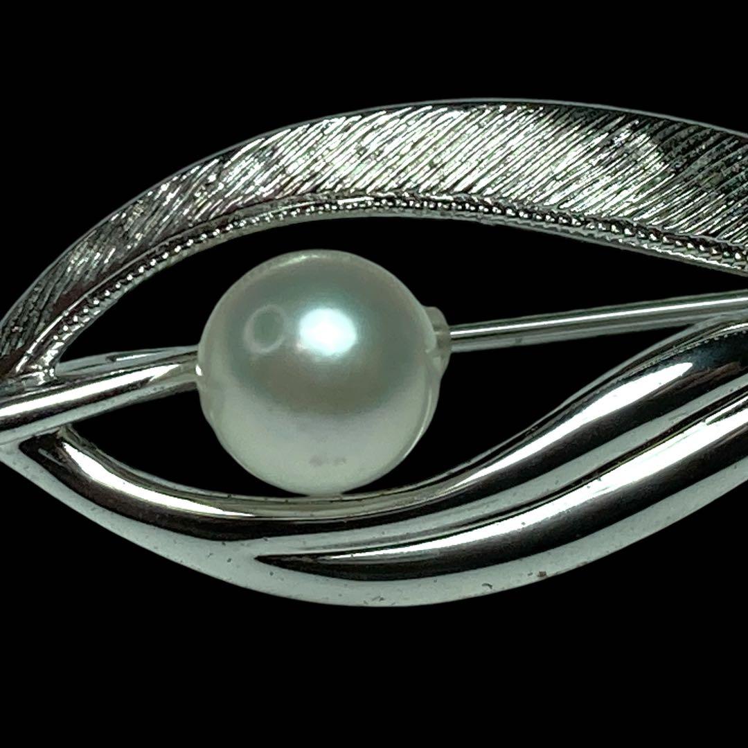 美品　TASAKI ブローチ　パール　6mm シルバー　ウイングモチーフ
