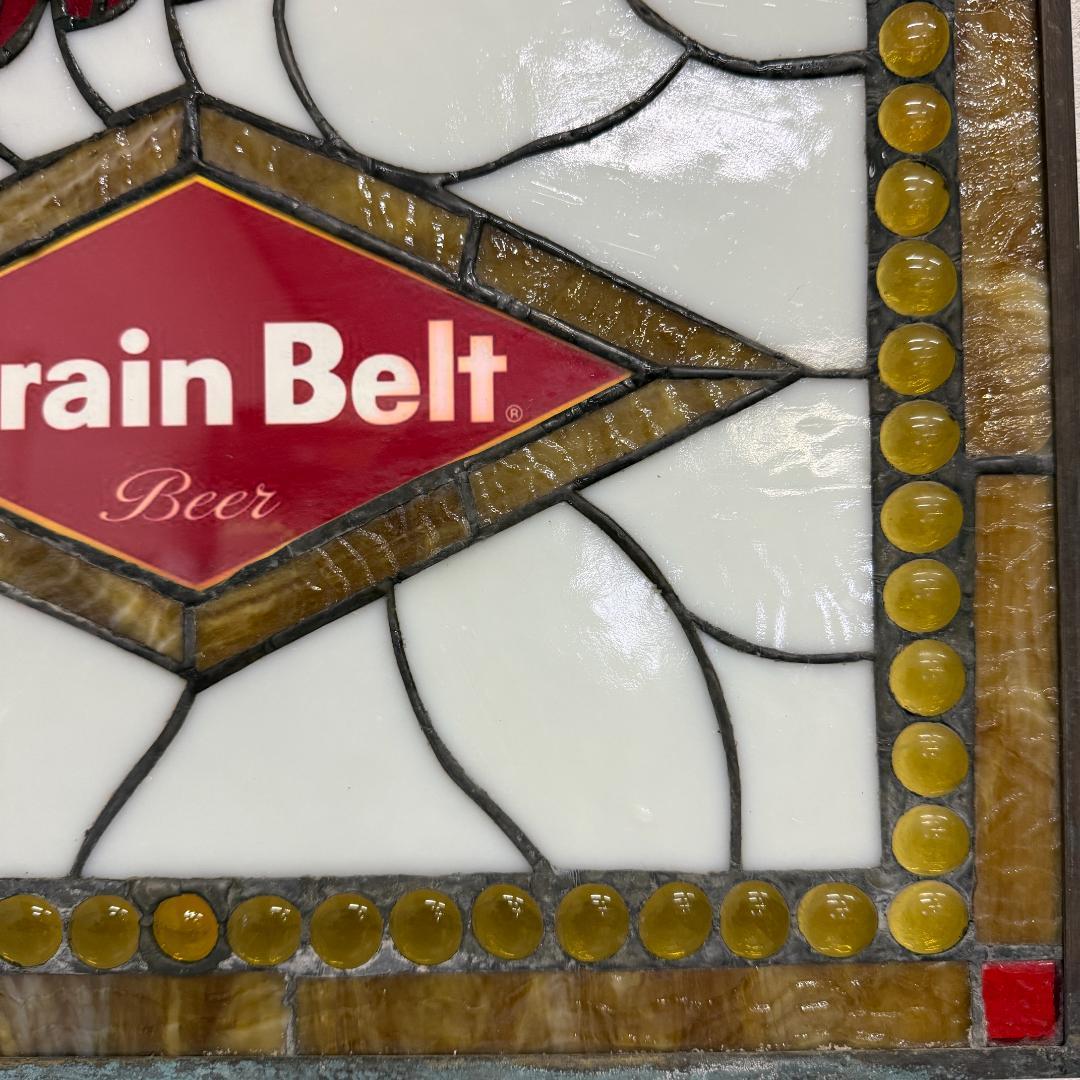 送料込み【希少】【幅67㎝】グレインベルト　特大ステンドグラス 看板 パネル