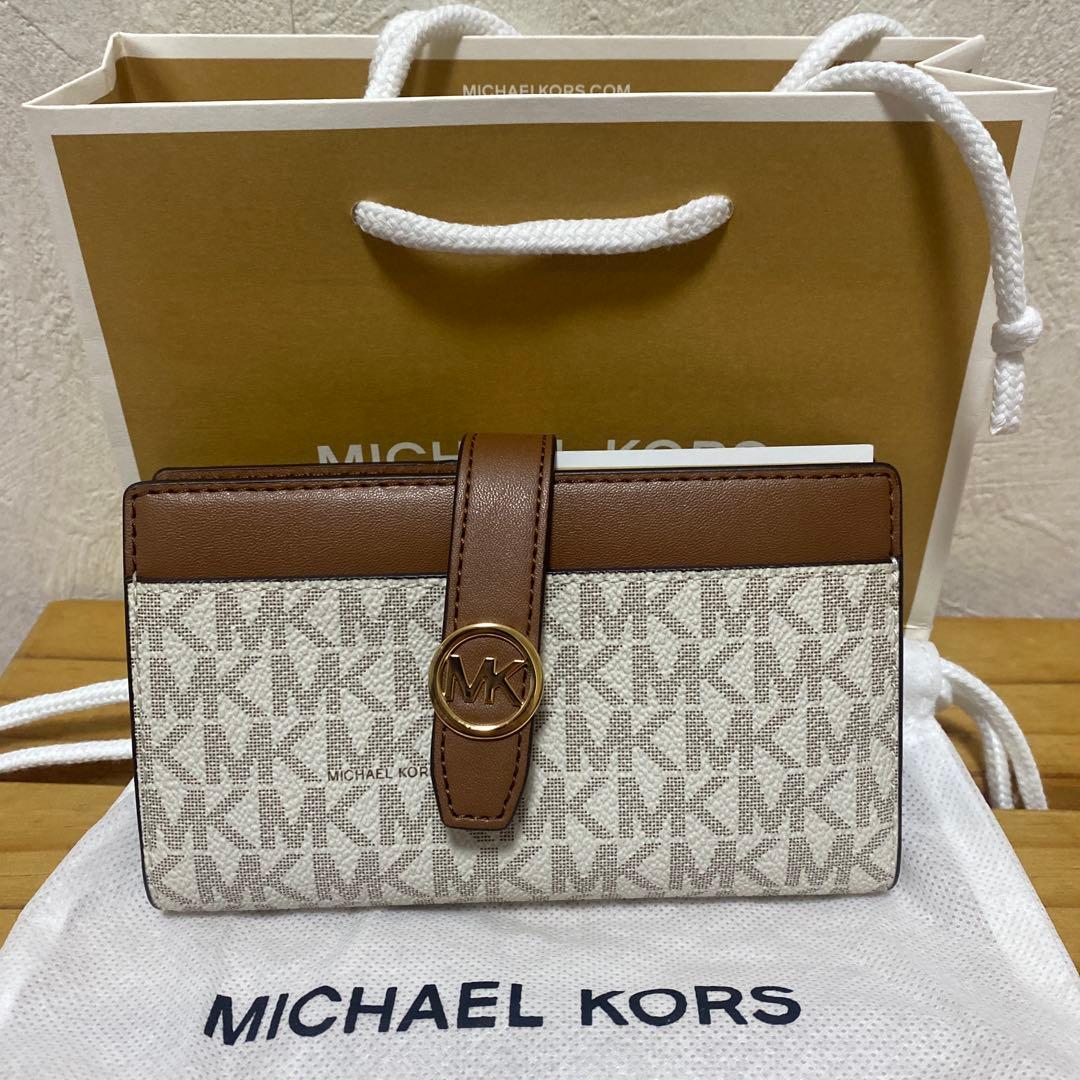 MICHAEL KORS BI-FOLD財布 ベージュ/ブラウン