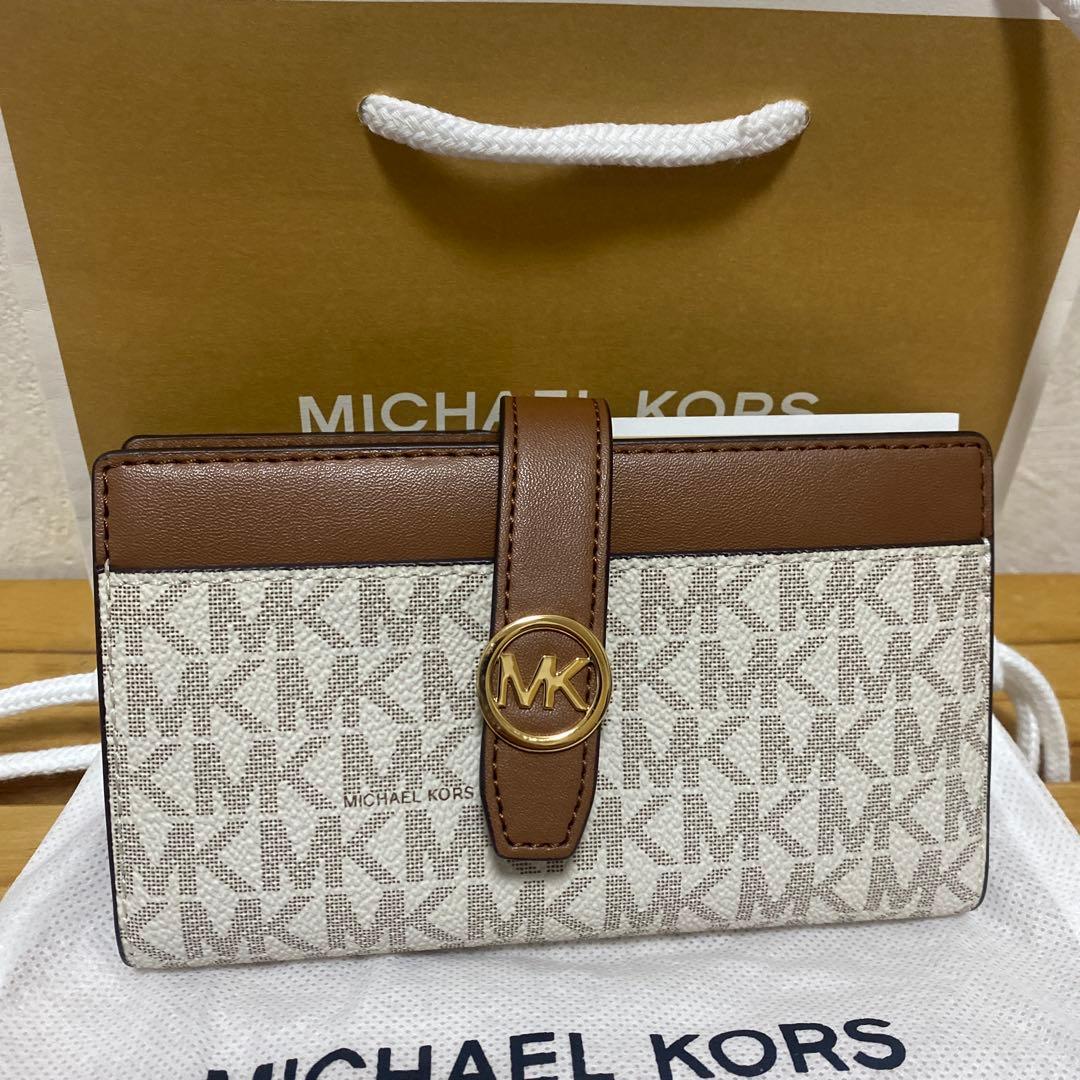 MICHAEL KORS BI-FOLD財布 ベージュ/ブラウン