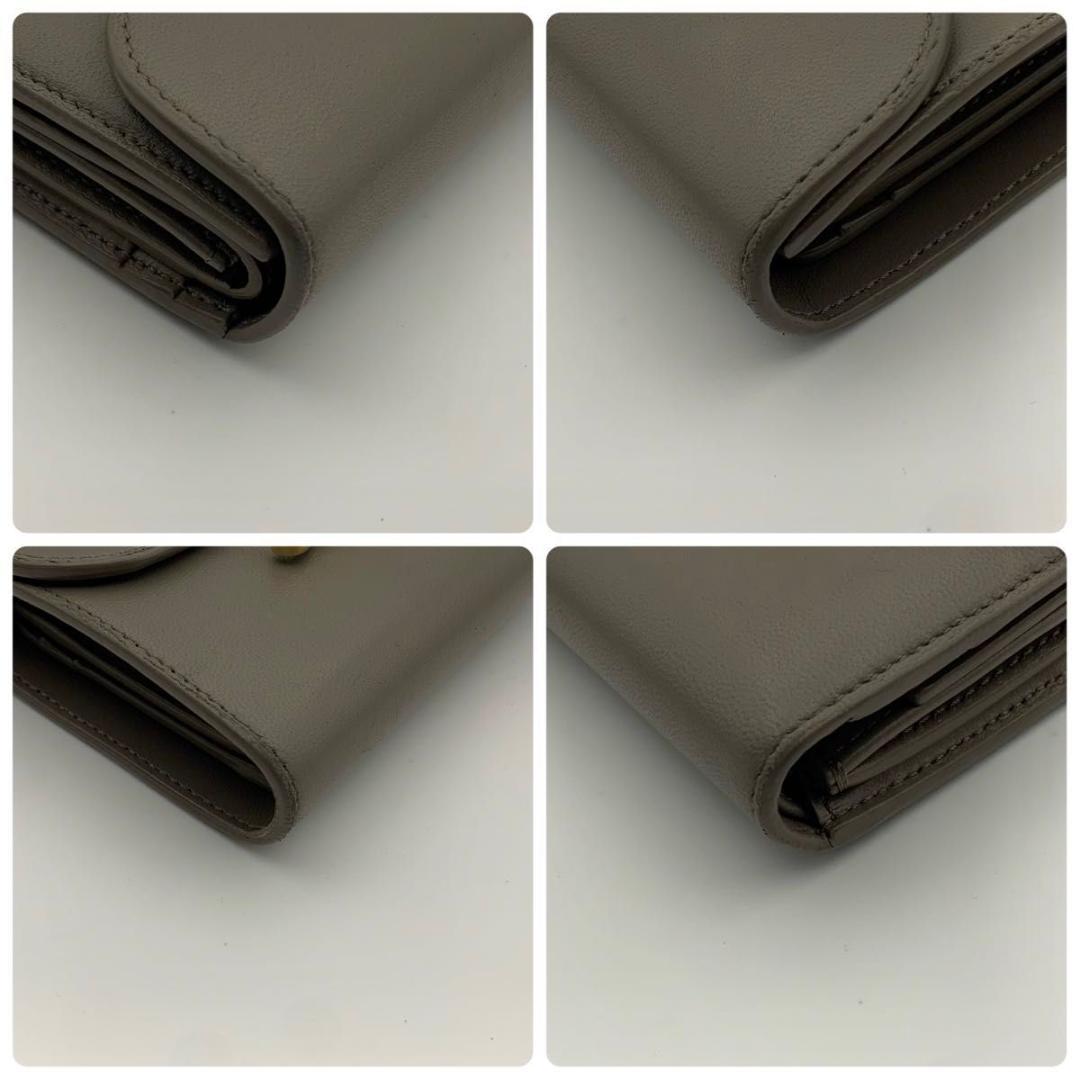 箱付き セリーヌ コンパクトウォレット 財布 トリオンフ フラップ 金具 グレー