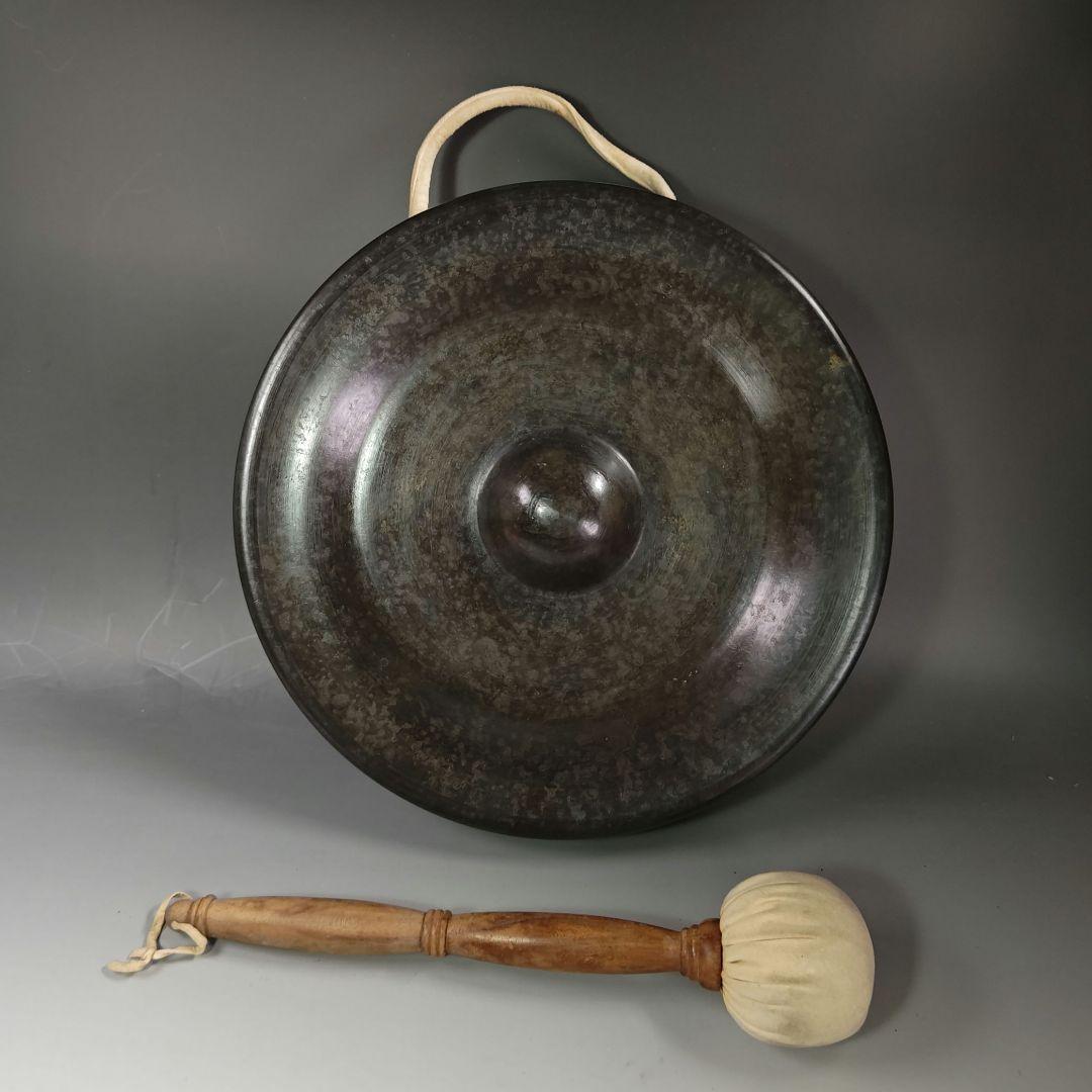 イ395 銅鑼『唐銅風炉師　藤井宗喜』『砂張銅　鳴物　銅鑼　共箱』茶道具