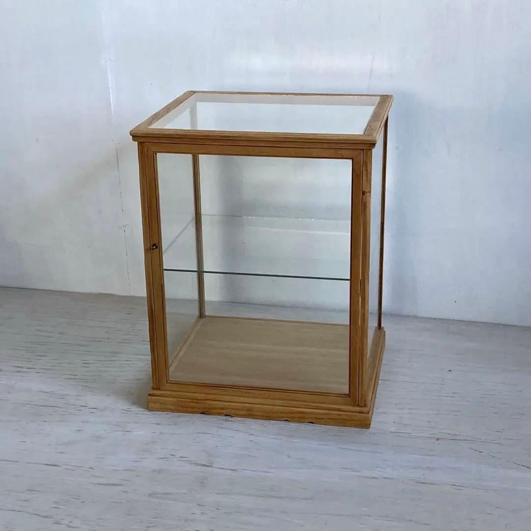 古い木製 ガラスケース 2段 ショーケース 展示ケース 店舗什器 食器棚