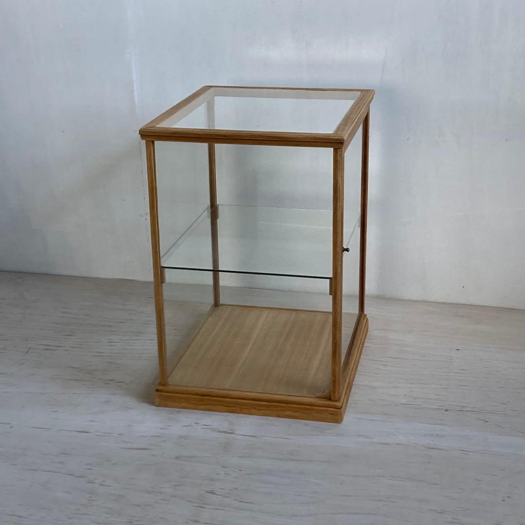 古い木製 ガラスケース 2段 ショーケース 展示ケース 店舗什器 食器棚