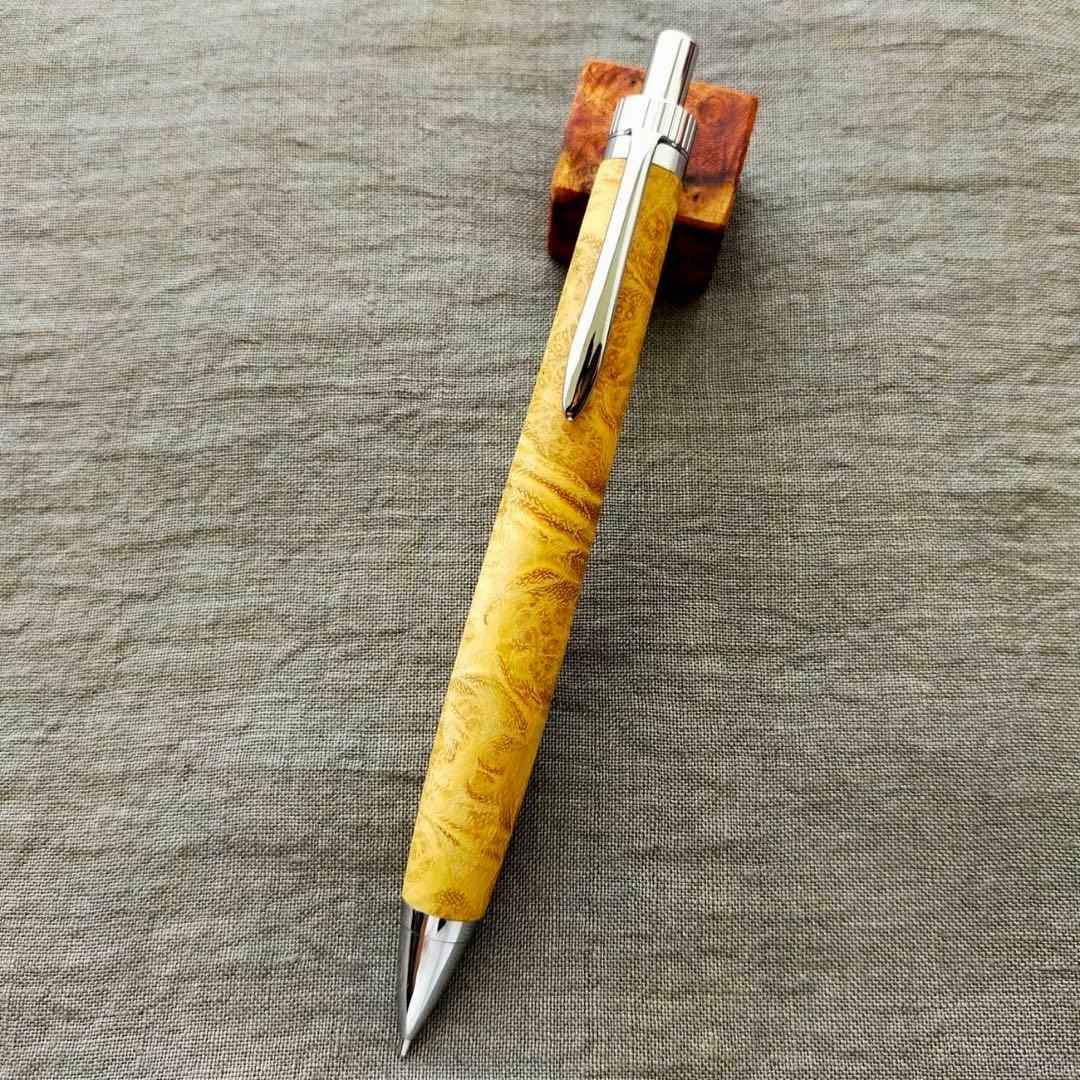 アカシア瘤　ハンドメイド　木軸シャープペン　0.5mm　天然木　シルバー