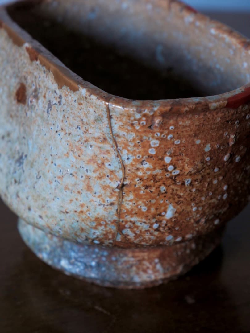 信楽焼　鉢物　水差し　水指　茶道具　古民藝　修繕あり　箱付　古道具　Q2219