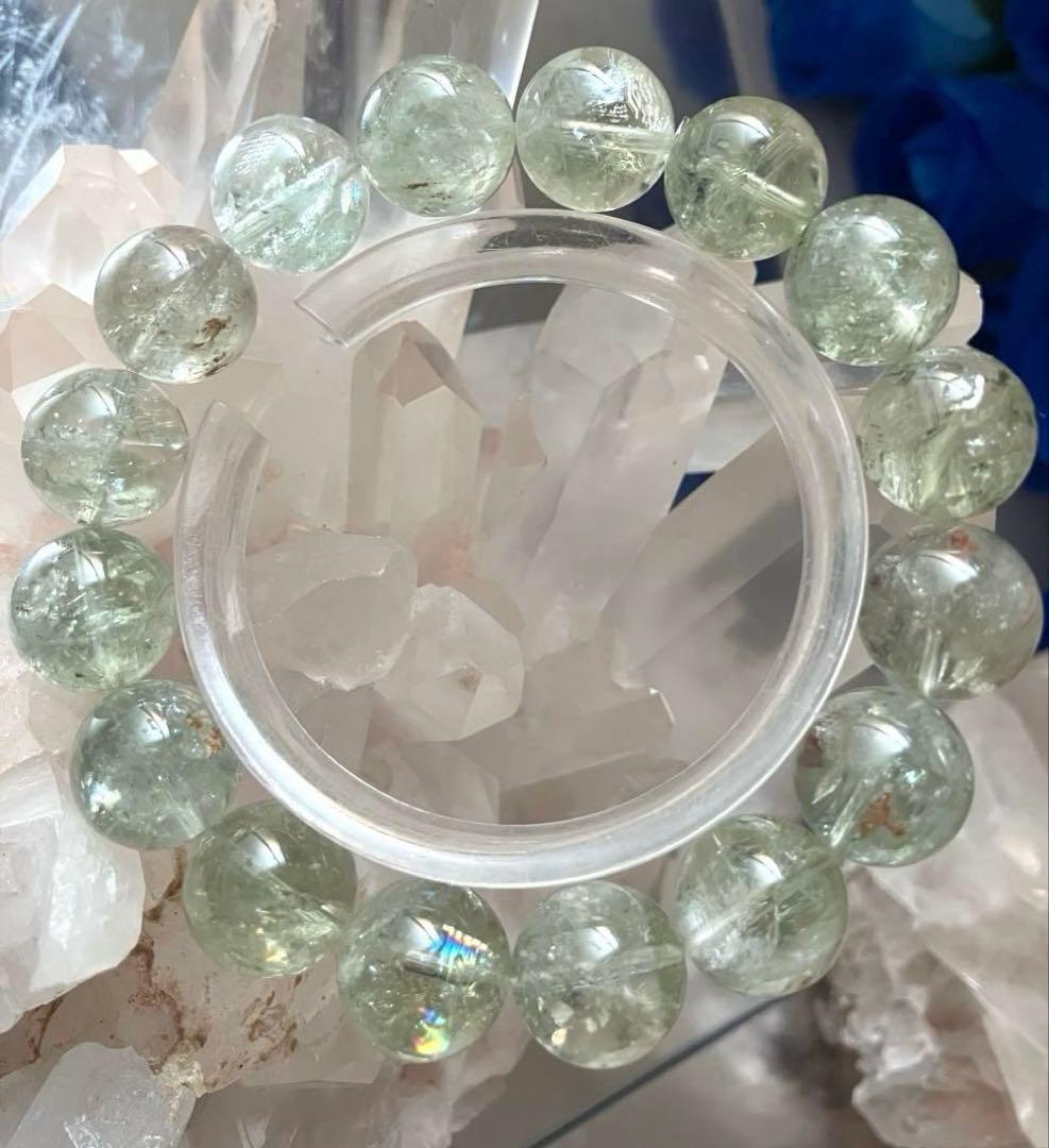 奇跡の聖なるグリーン水晶　幻の聖山カイラス　天然水晶　約13.4〜13.8ミリ