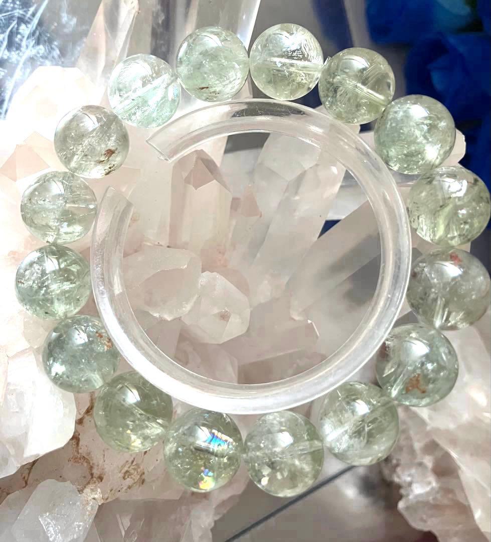 奇跡の聖なるグリーン水晶　幻の聖山カイラス　天然水晶　約13.4〜13.8ミリ