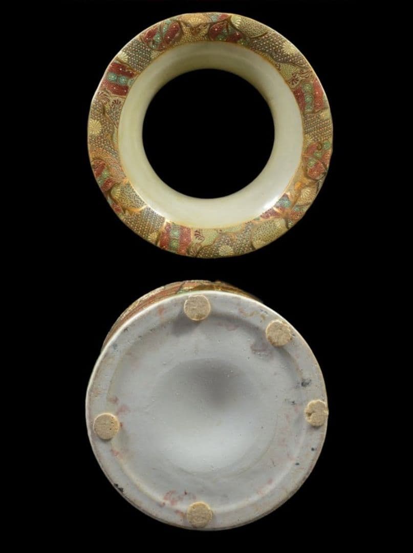 【大型96cm 美品】薩摩豪華絢爛 金襴手大名細密絵付 特大 花瓶 飾り壷 大壺