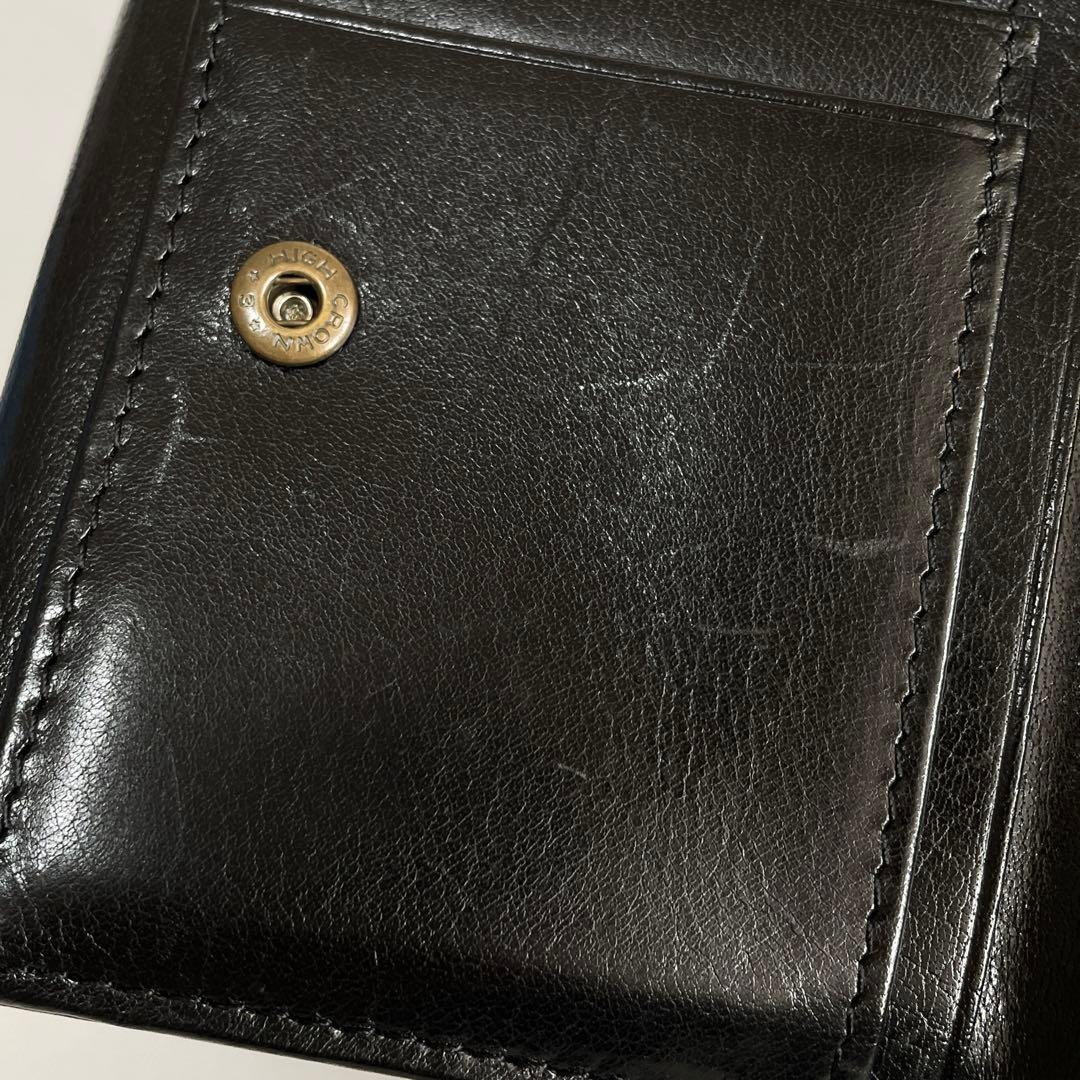 極美品 ANNA SUI 二つ折り財布 黒 レザー バタフライ 蝶 コンパクト