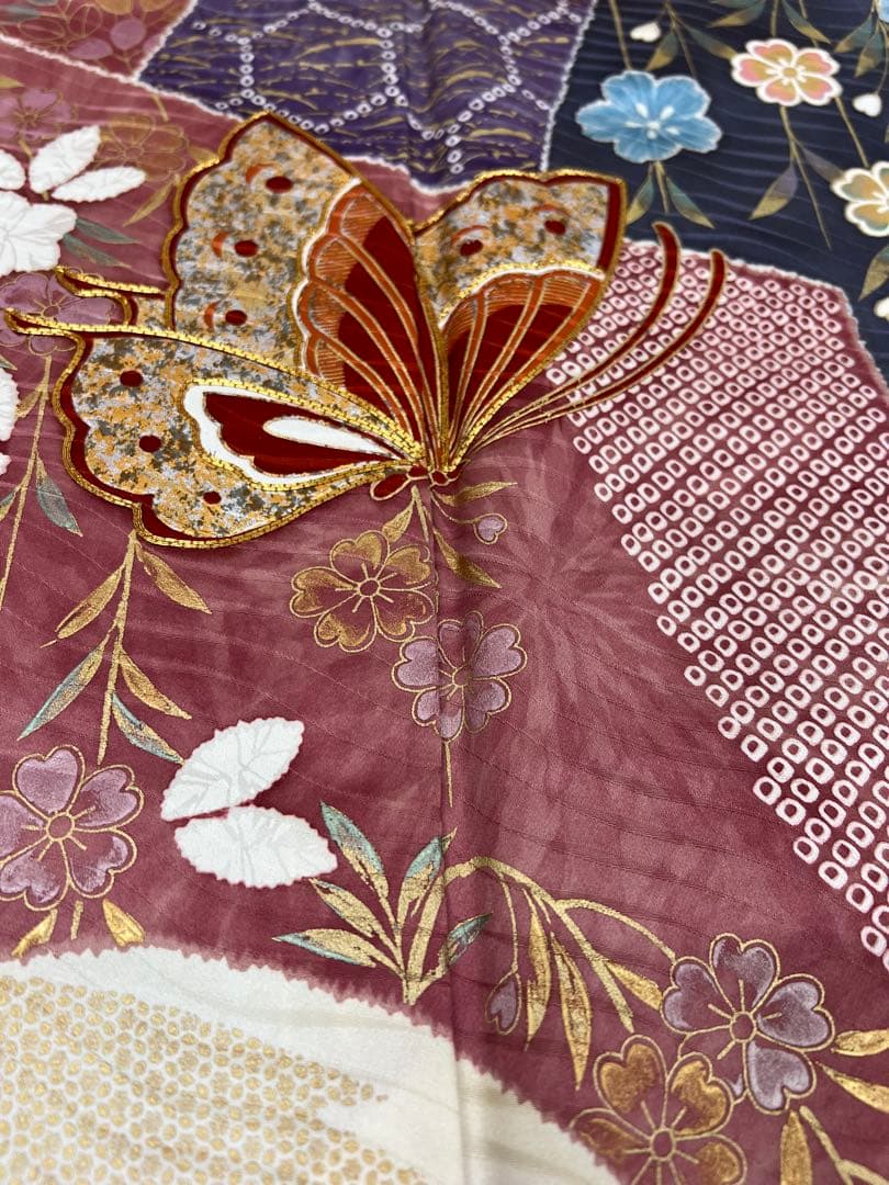 振り袖　フルセット　長襦袢　成人式　金彩加工　刺繍入り　セット　しつけ付　586