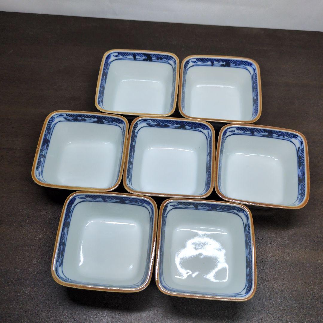 平安 香仙 造 染付 山水福禄寿文 小鉢 七客