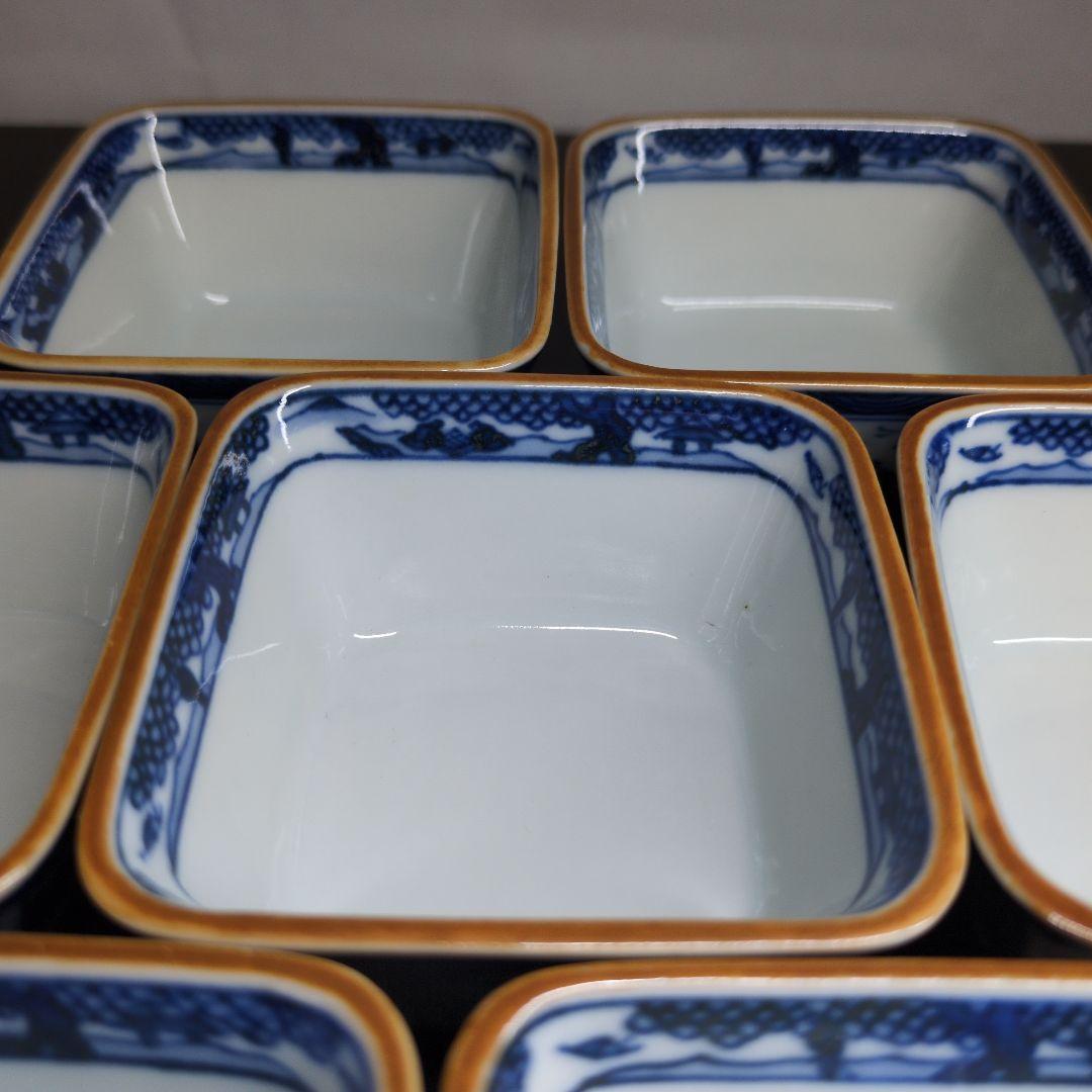 平安 香仙 造 染付 山水福禄寿文 小鉢 七客