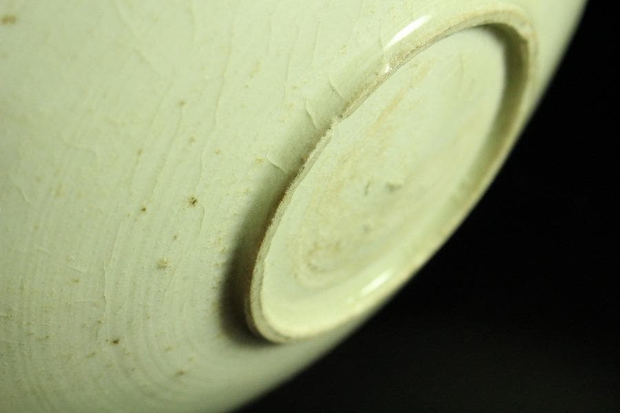 中国美術 唐物 白磁 印刻 双魚紋 碗 φ18cm 書付 仕服(K-RC959)