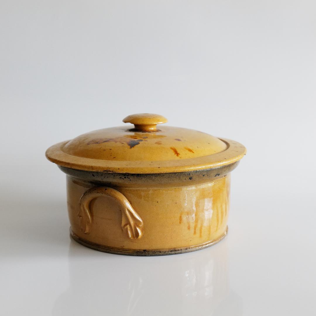 フランス 19c テリーヌポット (グラタン皿) 円形大きめ