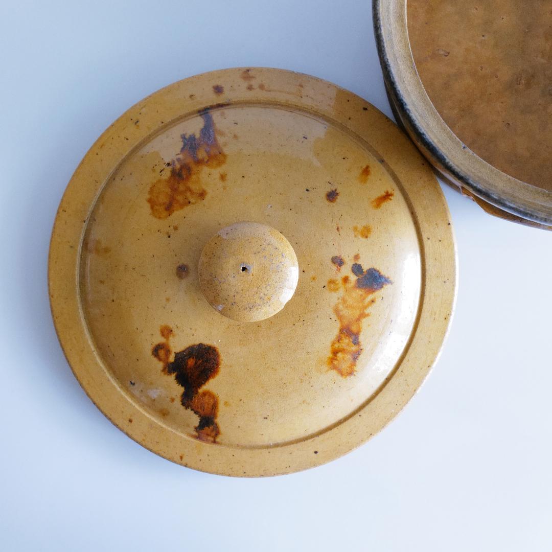 フランス 19c テリーヌポット (グラタン皿) 円形大きめ