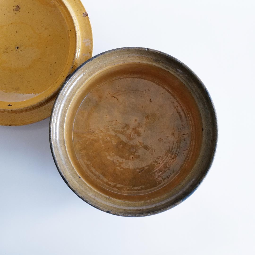 フランス 19c テリーヌポット (グラタン皿) 円形大きめ