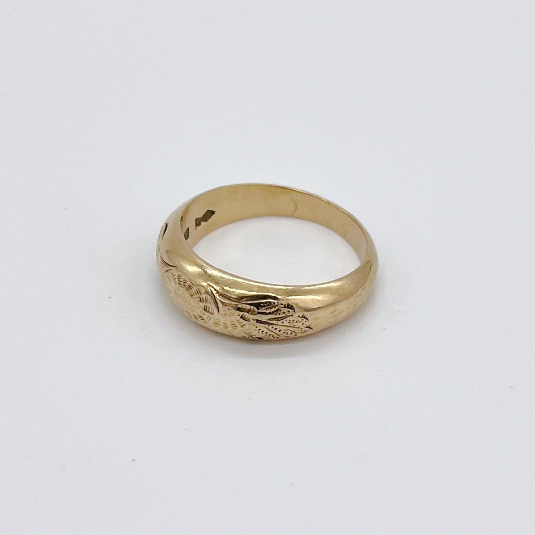 【美品】18K 月型甲丸リング15号 7.4g レディース メンズ 刻印あり