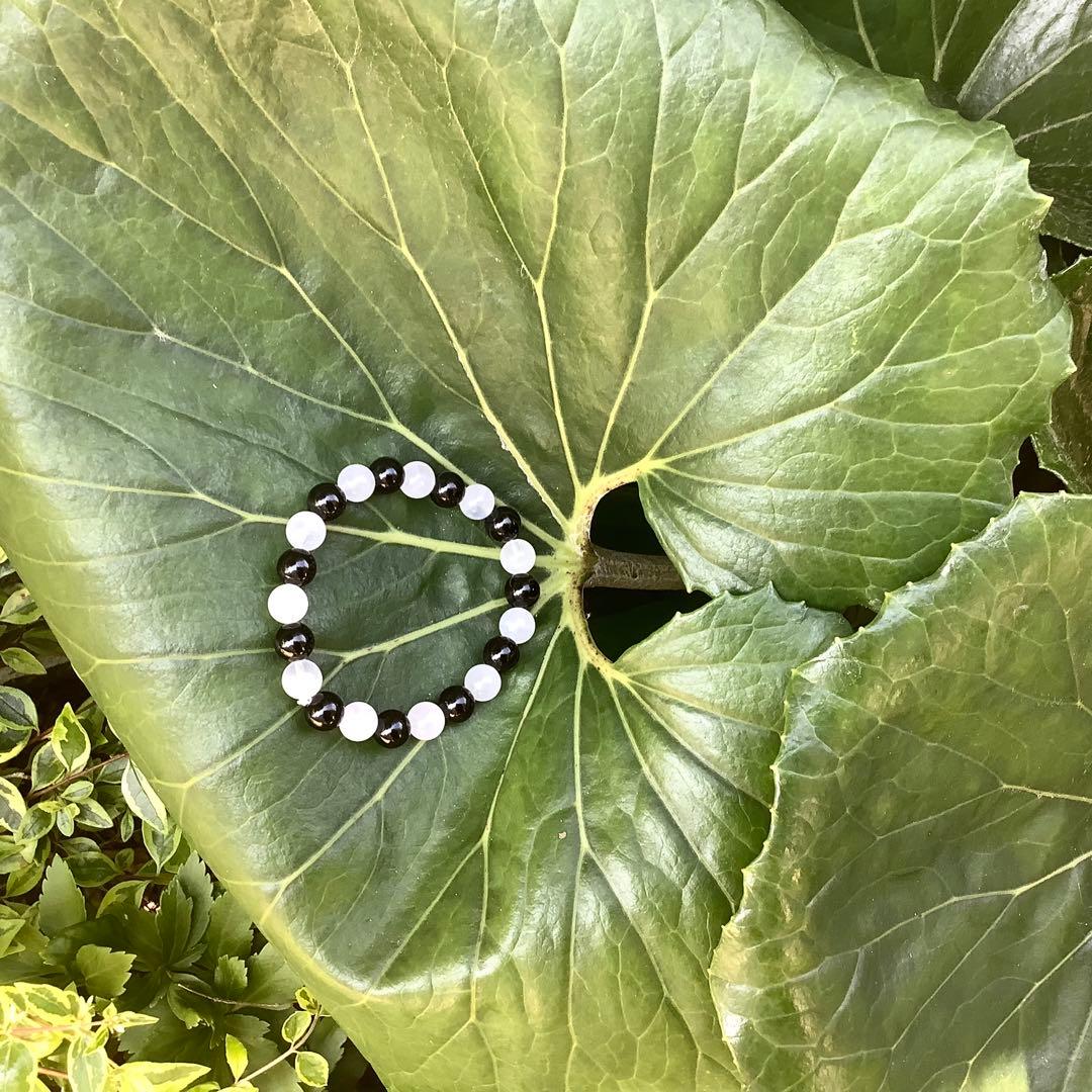 ✳希少貴重の黒平水晶*白黒ブレスレット‼️高品質を安価出品　おまとめ買い大歓迎‼️